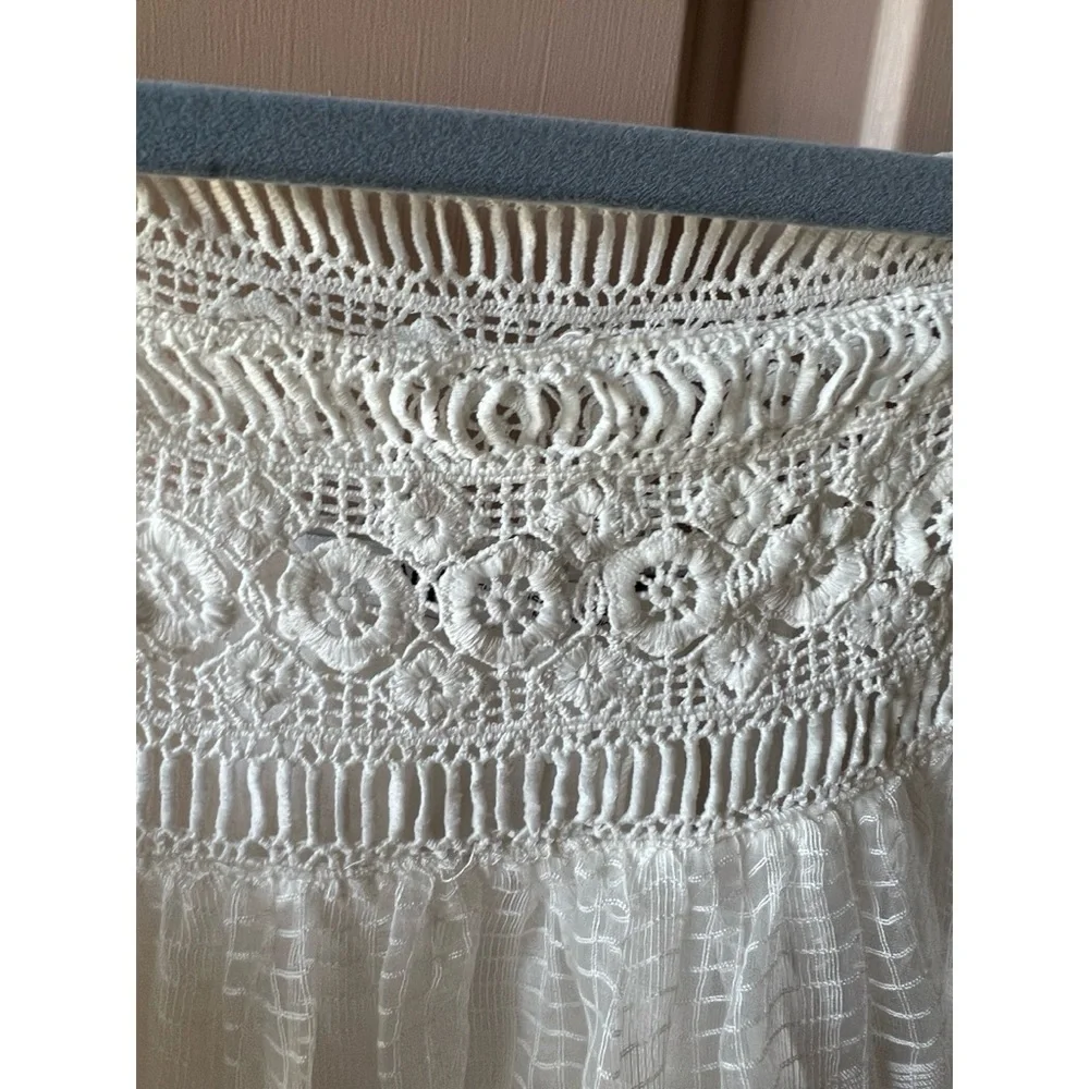 Zara Women's Off White Babydoll Tiered Lace Mini Dress NWT M #1071 - Picture 6 of 9